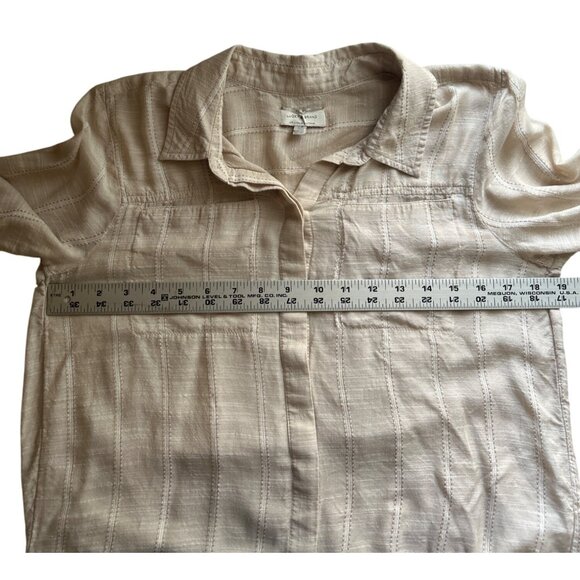 Lucky Brand Beige Button-Down Shirt S/P Viscose & Modal Long Sleeve Striped - Picture 6 of 7